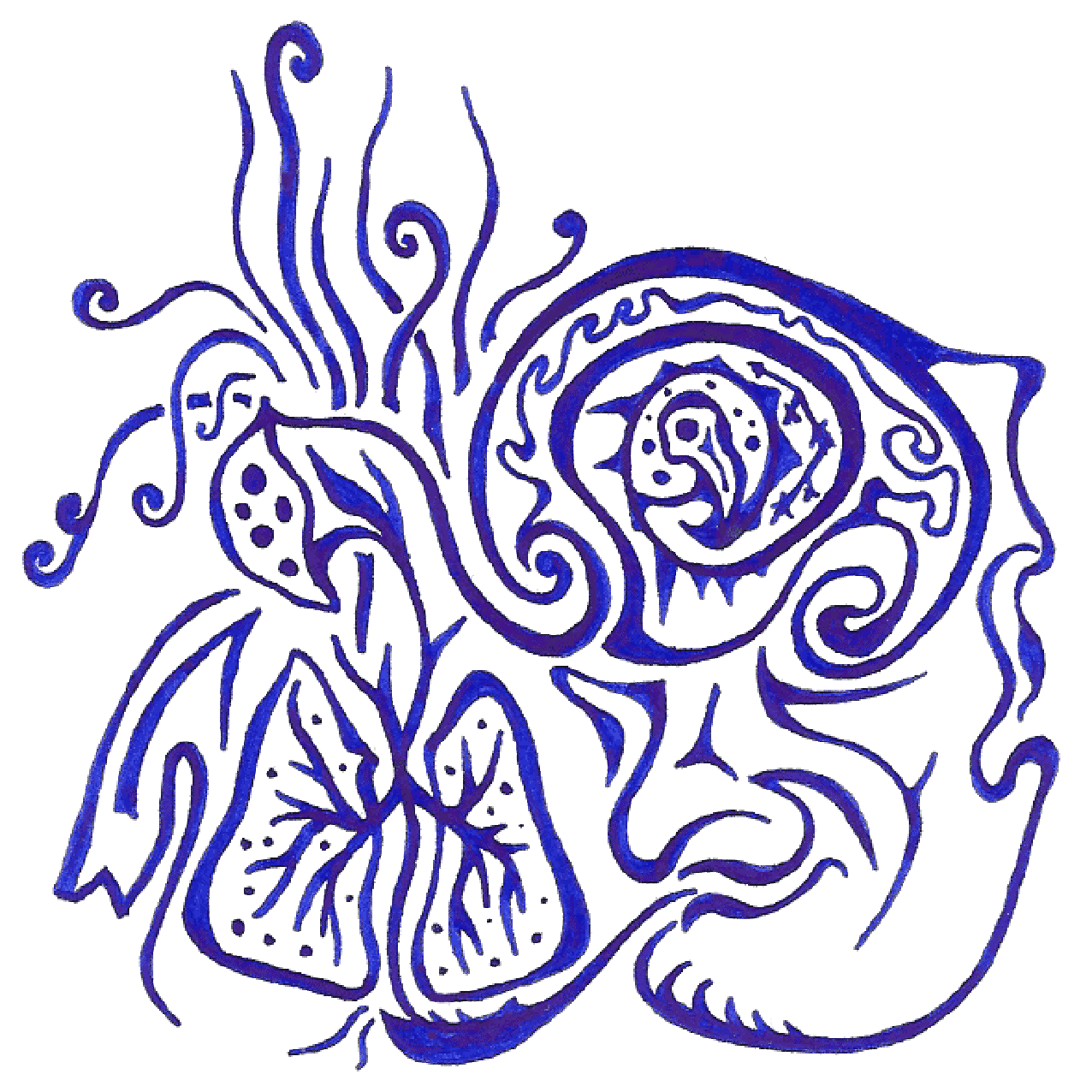 Expressive Tintenzeichnung „Rauchen“ mit aufsteigenden Formen als Sinnbild für Gewohnheit