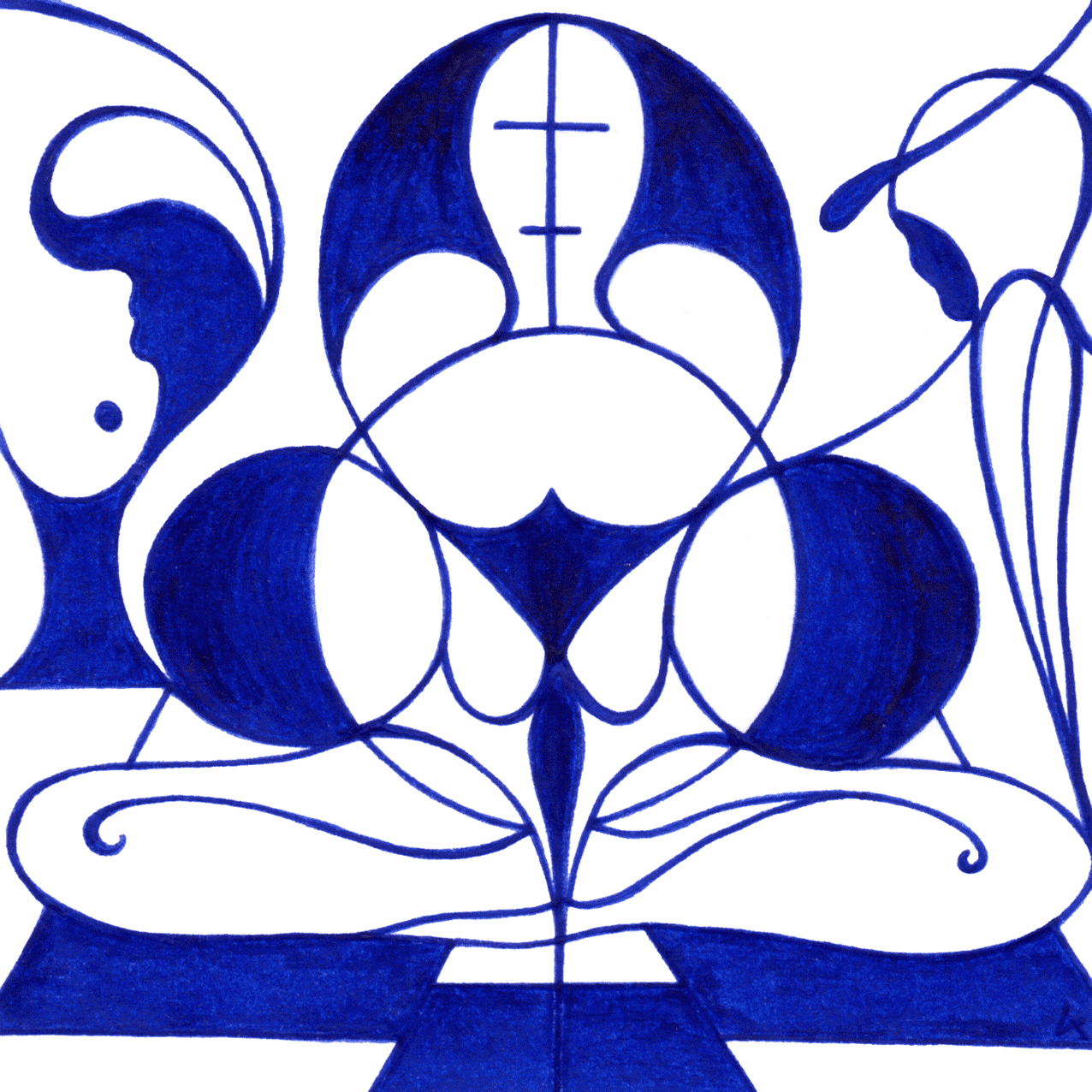 Im Tintenbild „Runde Fokussierung“ versinkt der Blick tief in stiller Konzentration