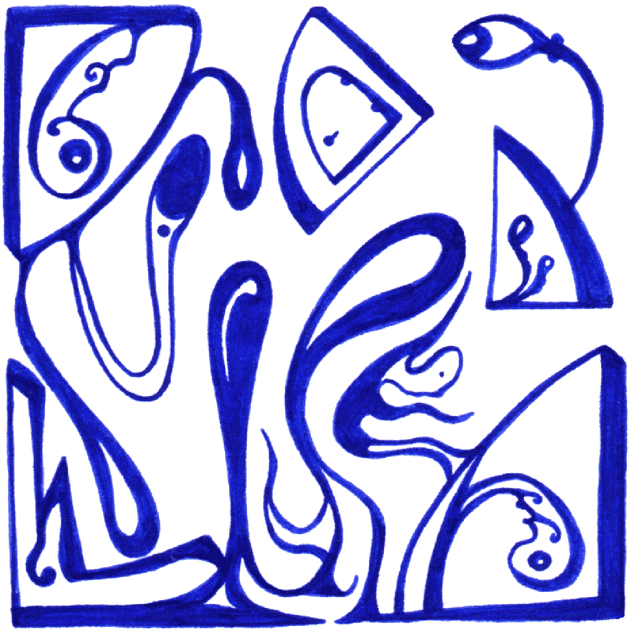 Tintenillustration „Rückkehr“, zeigt Heimkehr, Überraschung und Neuanfang in dunklen Linien