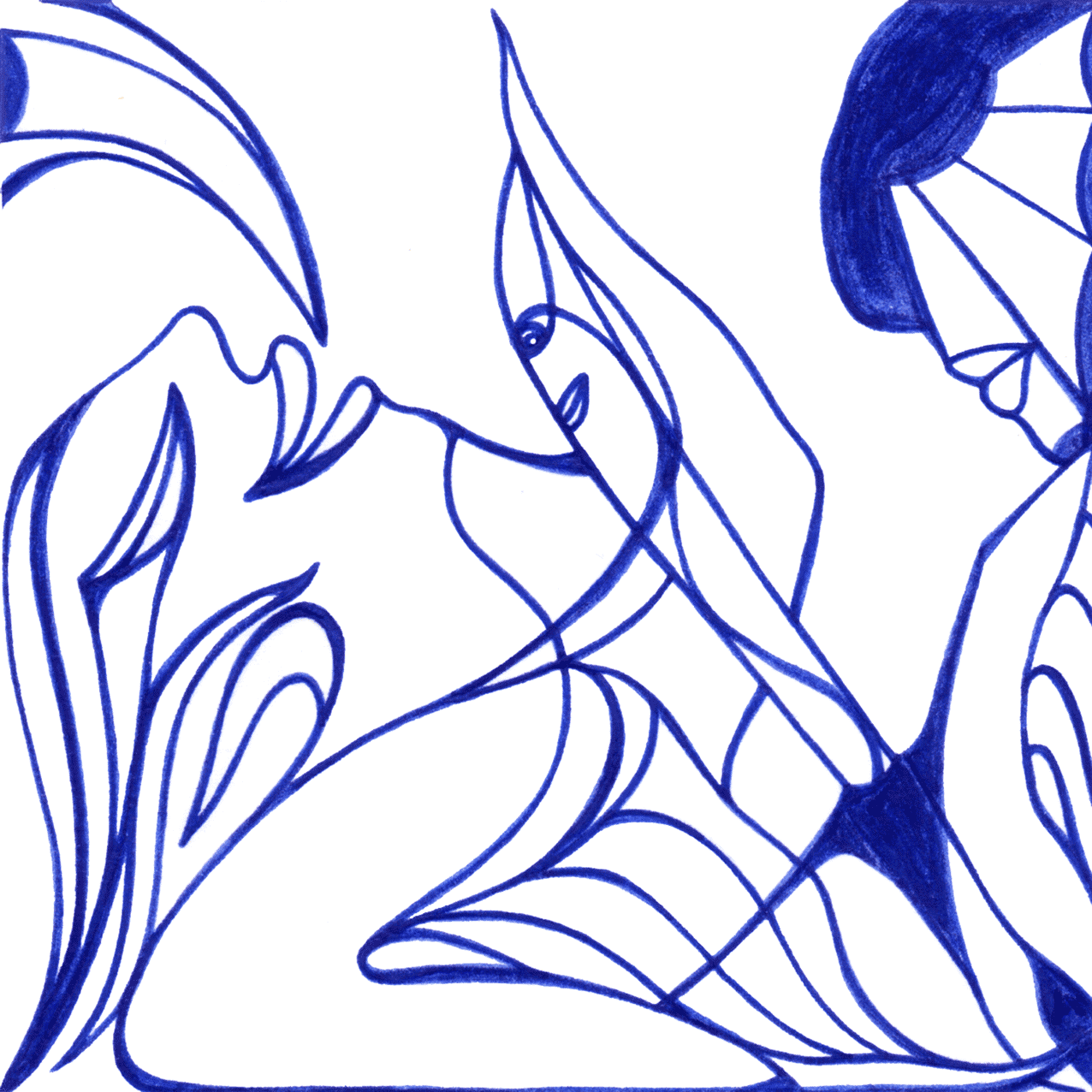 Widersprüchliches Tintenbild „Scharfe Zuneigung“ – Liebe und Nähe trotz Schmerz und Verletzung