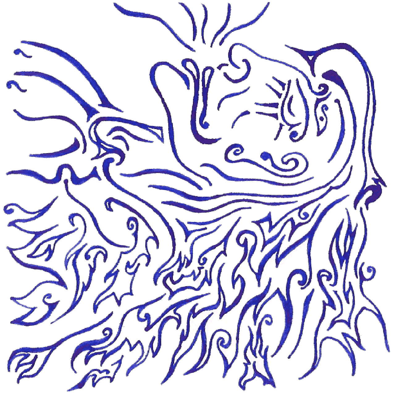 Abstraktes Tintenbild „Schlafen“, ruhige Linien als Symbol für Traum, Ruhe und Rückzug