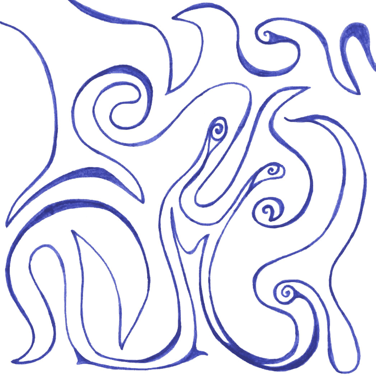 Abstrakte Tintenzeichnung „Schnecke und Hase“ zeigt Gegensätze mit versteckter Harmonie