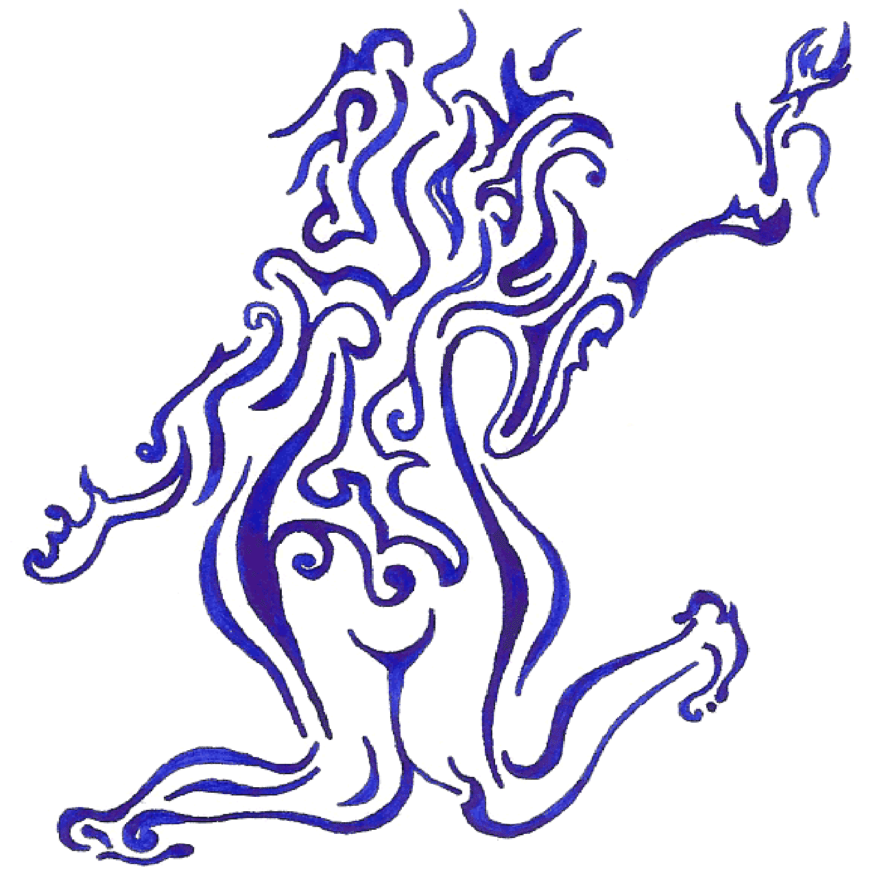 Abstraktes Tintenbild „Liebe“ mit fließenden Linien, Symbol für Gefühle und Verbundenheit