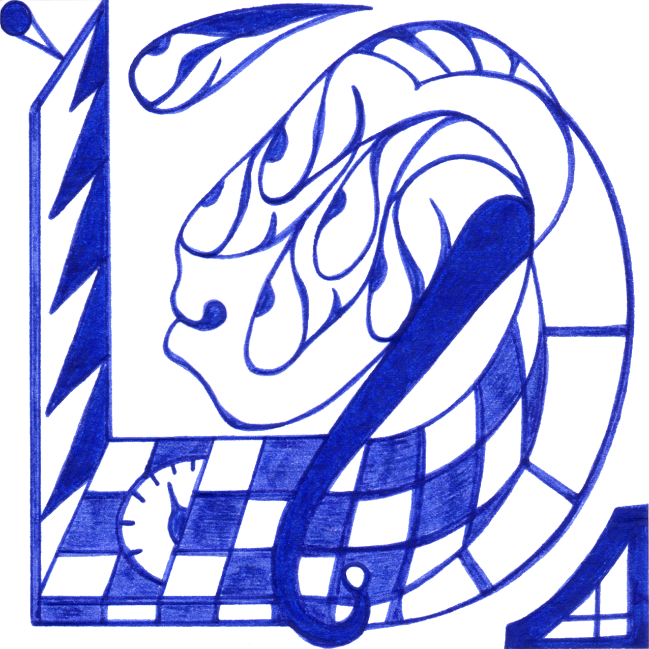 Verzerrtes „Schräger Spiegel“ – Tintenbild zeigt Selbstreflexion durch gebrochene Spiegelbilder