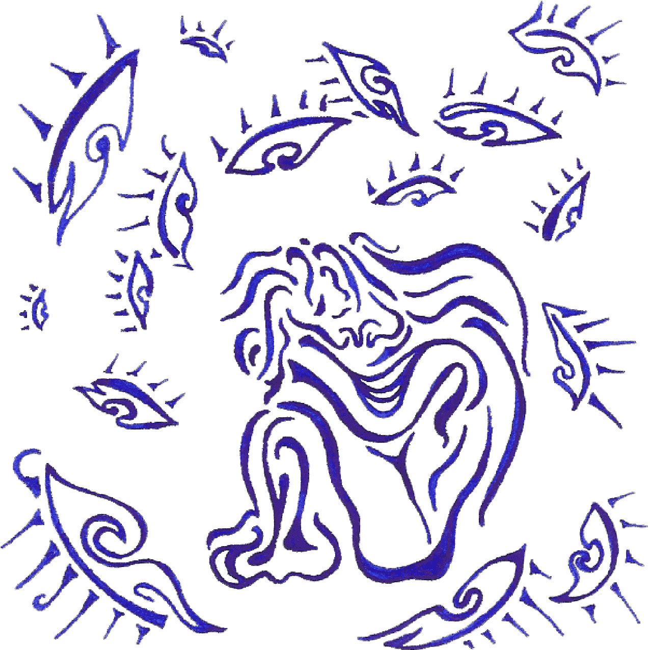 Abstraktes Tintenbild „Schüchternheit“, zarte Linien symbolisieren Zurückhaltung und Unsichtbarkeit