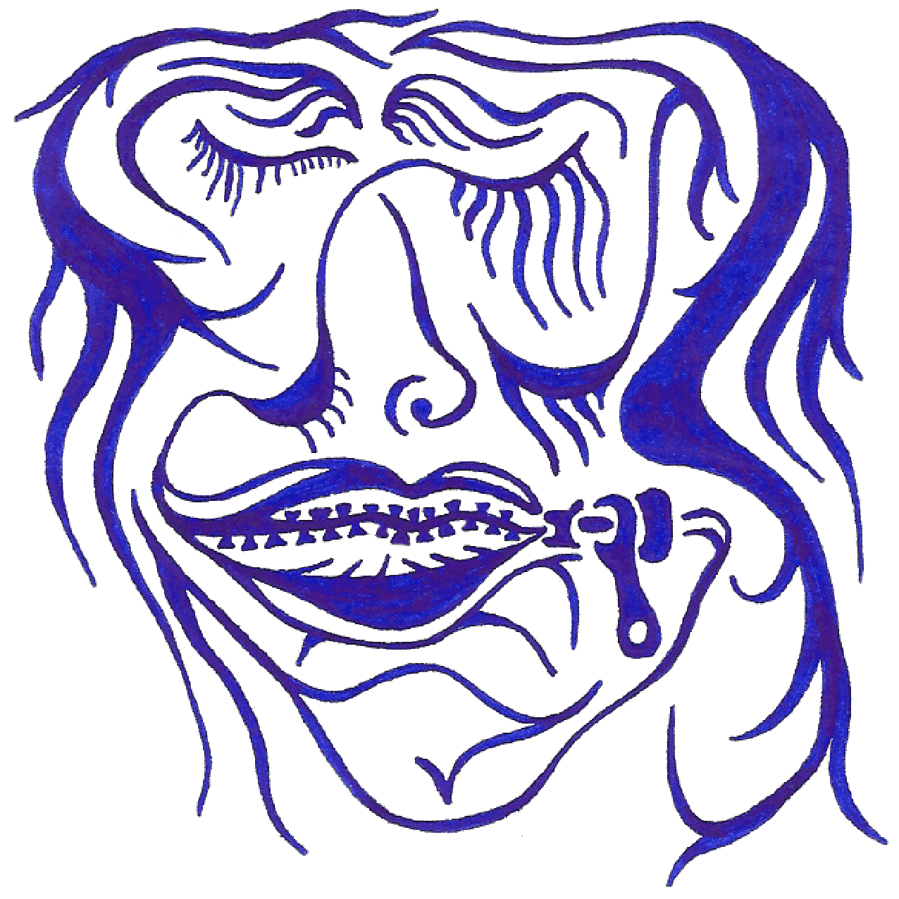 Abstrakte Zeichnung „Schweigen“ mit ruhigen Linien als Symbol für Reflexion und innere Stille