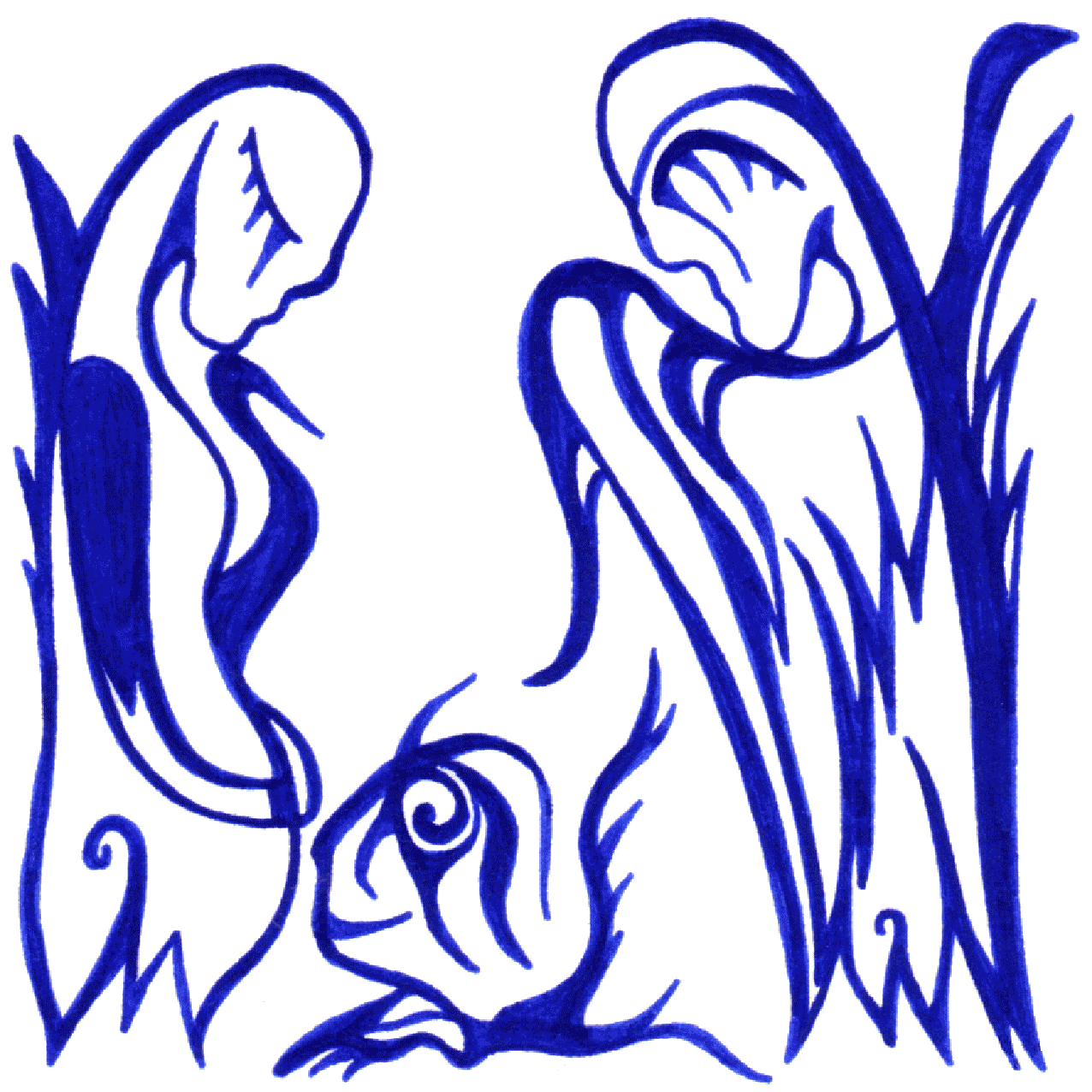 Tiefbedeutende Tintenillustration „Selbstliebe“, Ausdruck von innerer Stärke und ehrlicher Zuneigung