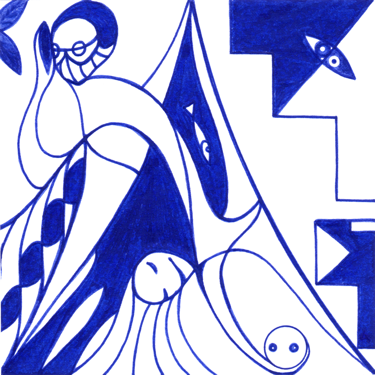 Ambivalentes zerrissenes Tintenbild "Spagat": das ständige Schwanken zwischen Sehnsucht und Verpflichtung.