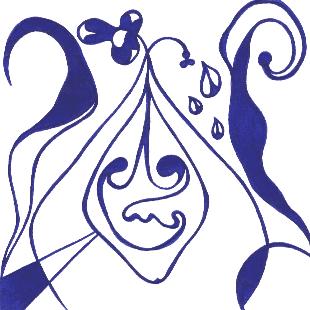 Künstlerische Tinte „Sprössling“, Linien entfalten sich wie kraftvolle Lebensenergie