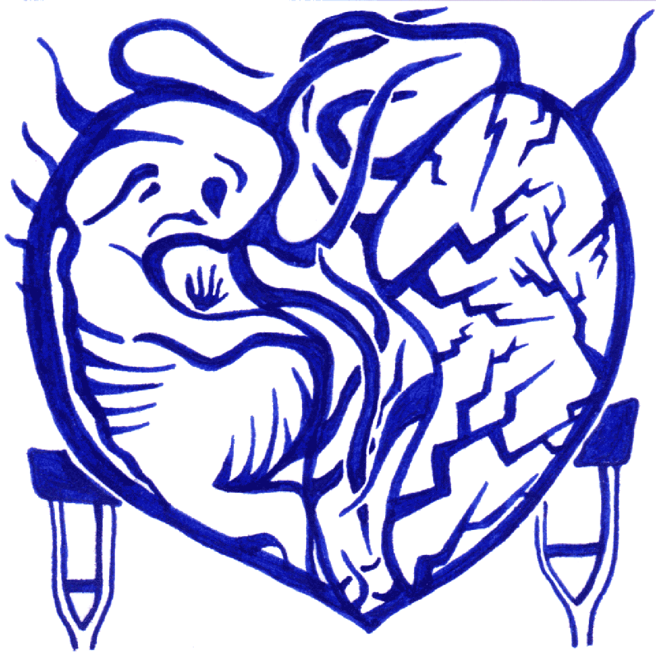 Markante Linienkomposition „Streit beenden“ als Symbol für Versöhnung und brüchige Lösungen