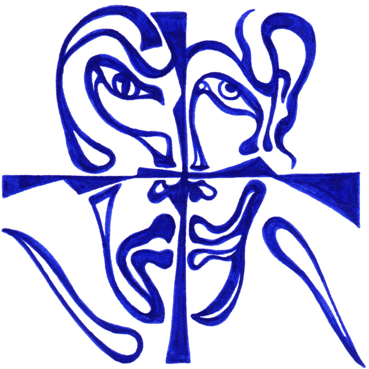 Dynamische Tintenlinien in „Stress“ spiegeln innere Unruhe und verschiedene Persönlichkeiten