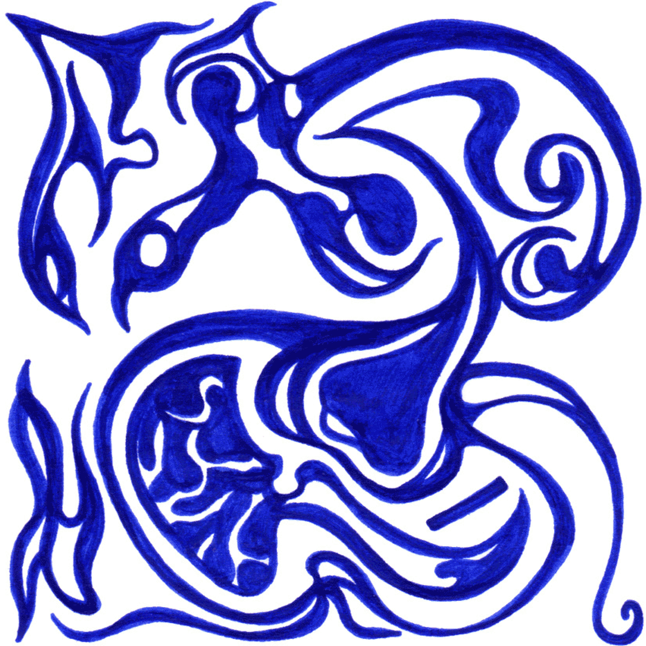 Verspielte Tintenillustration „Süßes“ mit fließenden Linien, Symbol für zarte Momentaufnahmen