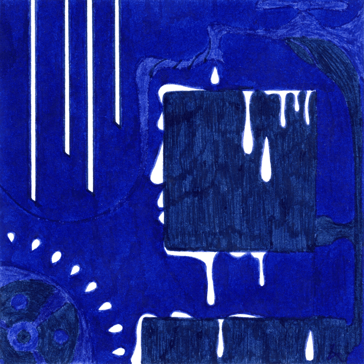 Leise Tintenillustration „Tropfen in der Nacht“ über Stille, zarten Momenten und Nachdenklichkeit.