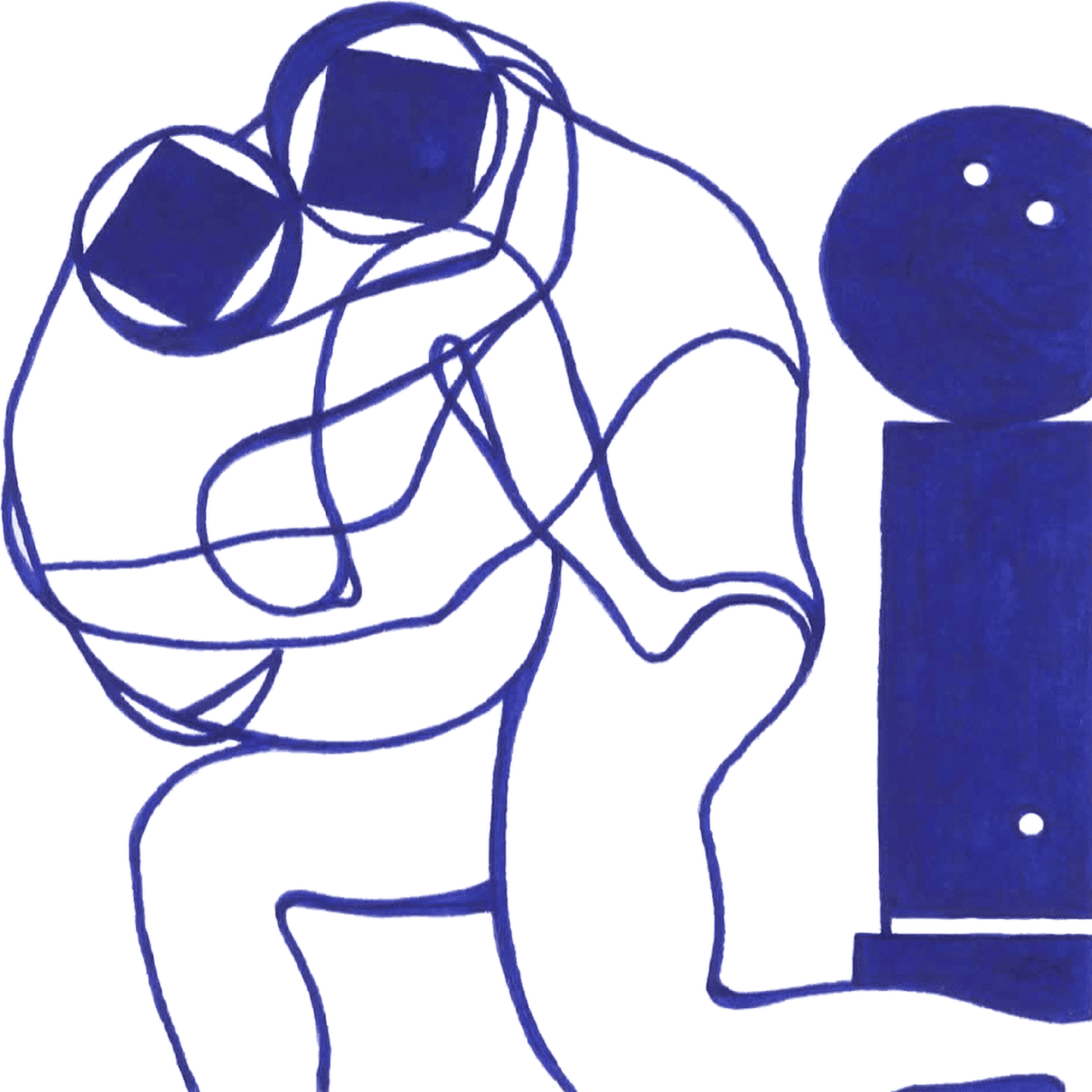 Künstlerische Tinte „Umarmung“, Linien fließen ineinander, Ausdruck von Harmonie und Sicherheit