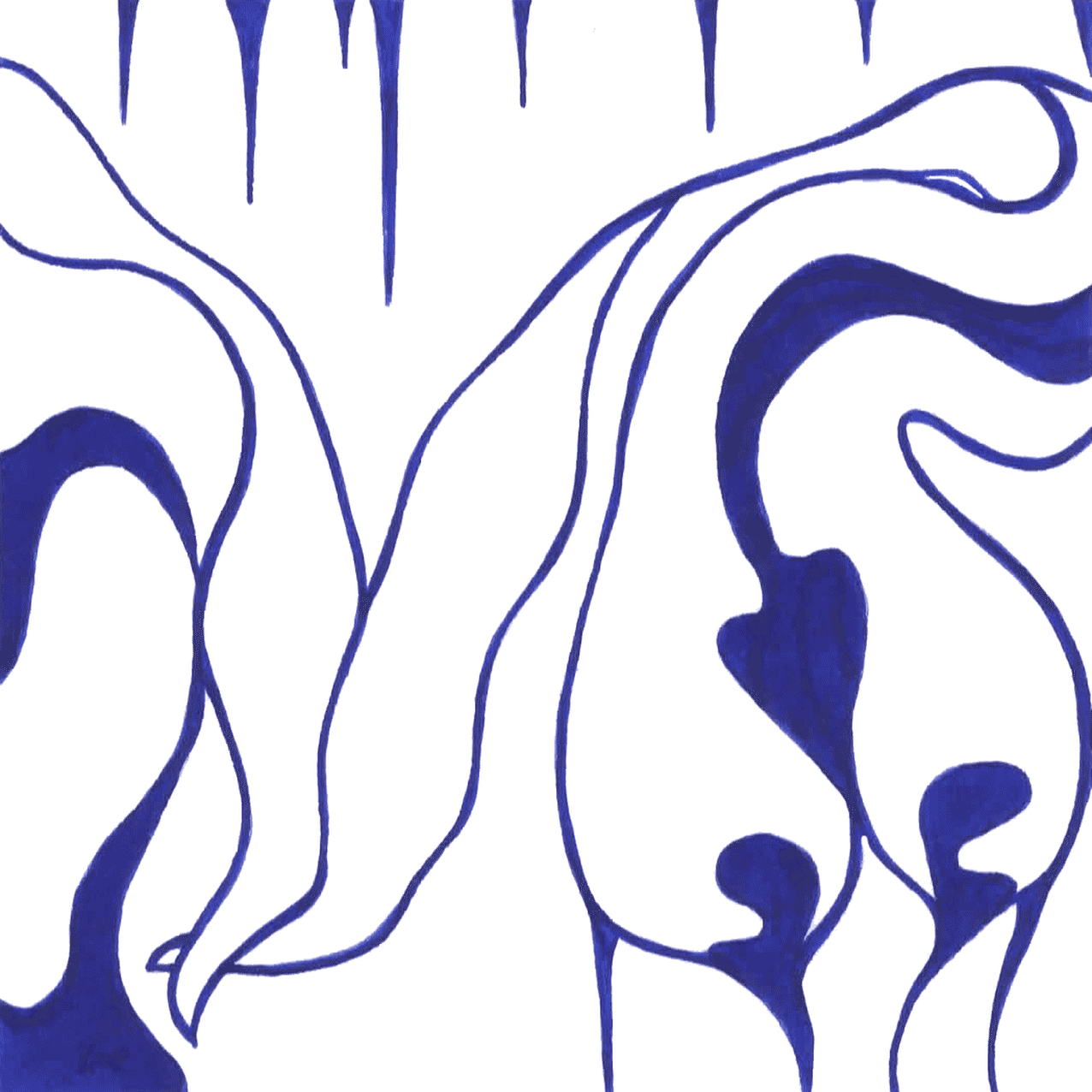 Tintenbild „Unbeugsame“, Linien und Formen symbolisieren Standhaftigkeit und Zielstrebigkeit