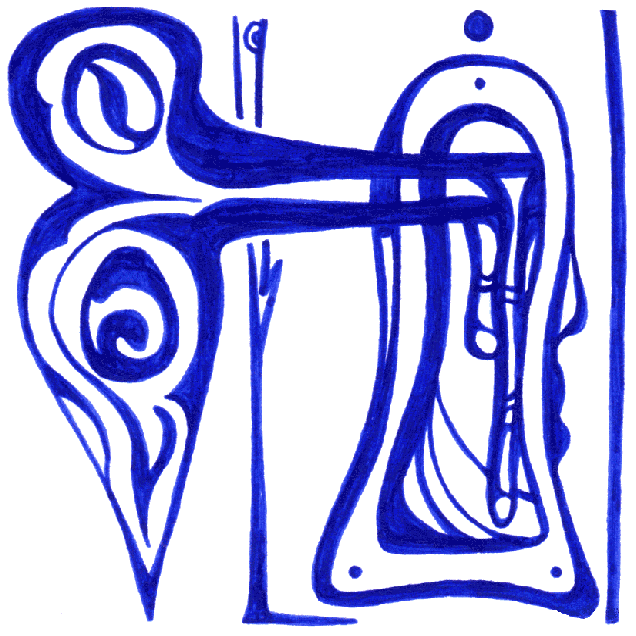 Tintenzeichnung „Unerwünschter Gast“, zeigt Störung im Raum, subtil und unbemerkt