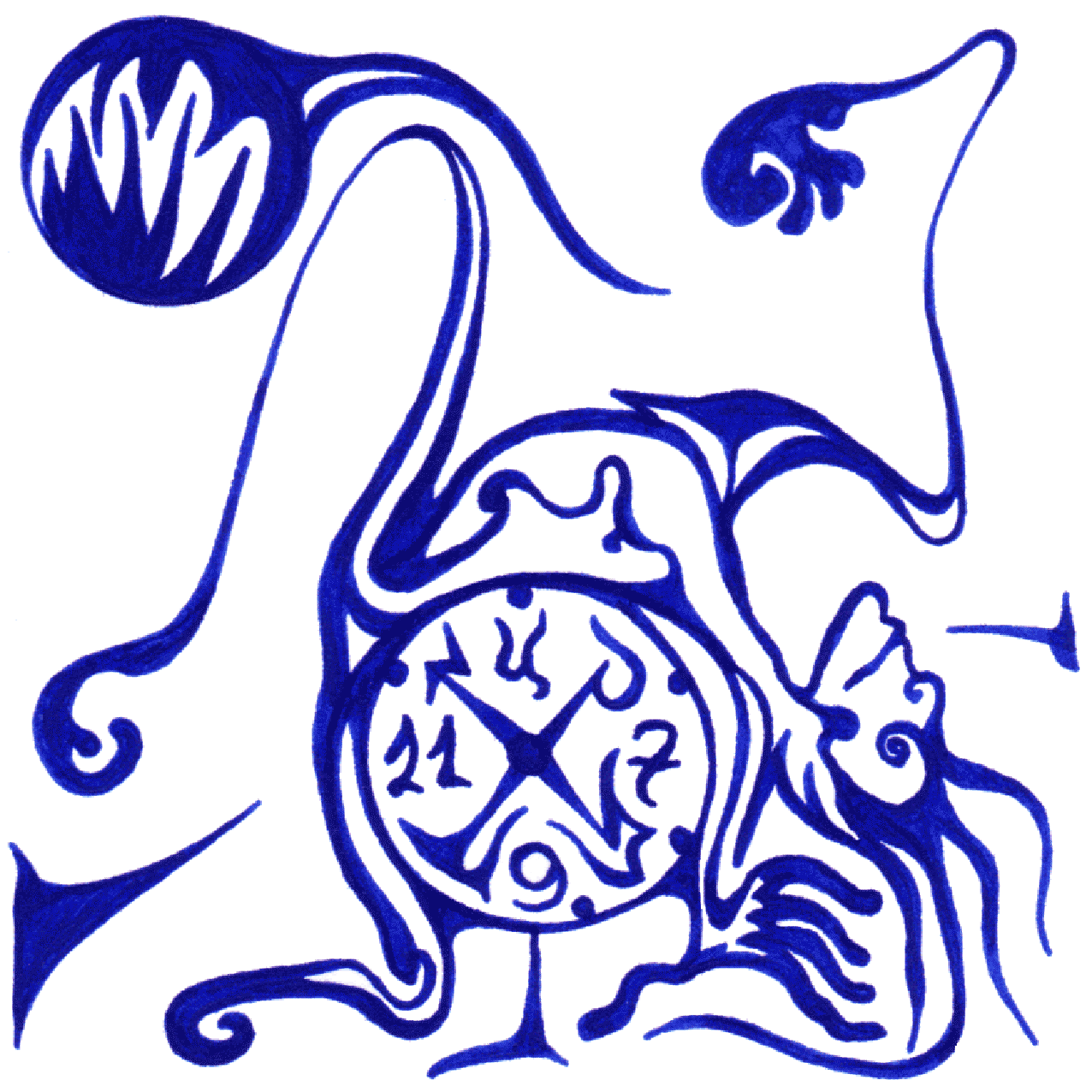 Abstrakte Illustration „Unpünktlich“ als Symbol für Verzögerung, Rhythmus und unkontrollierte Zeit