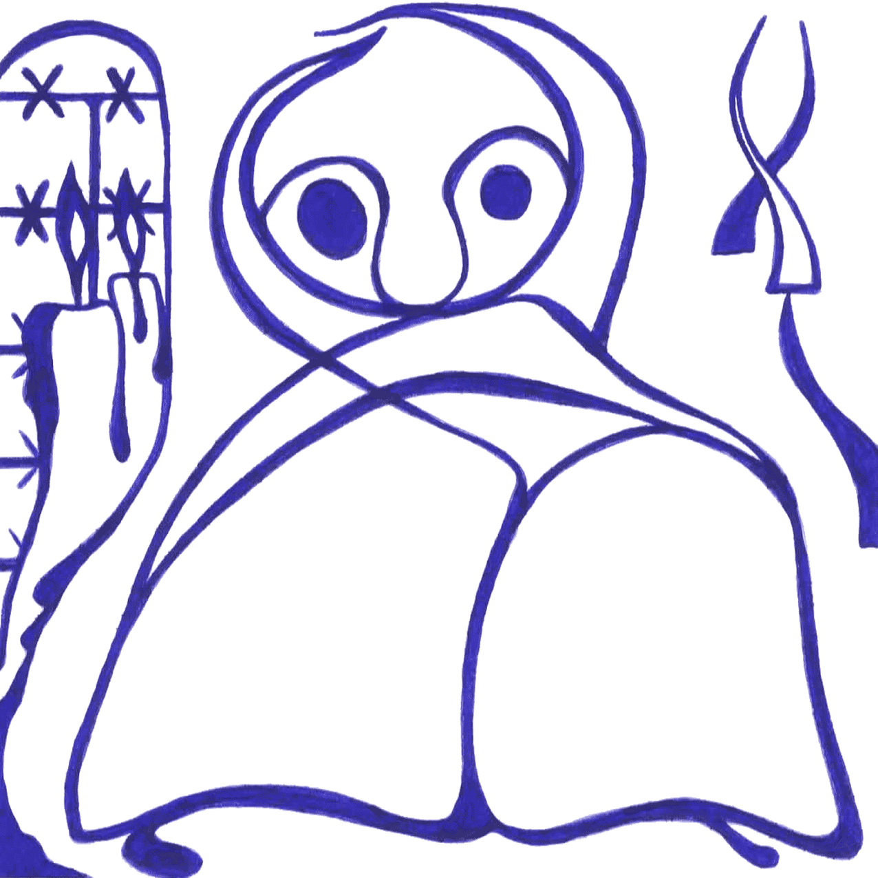 „Verwirbelt“, Tintenlinien wie ein tanzendes Paar, eng verbunden in fließender Bewegung