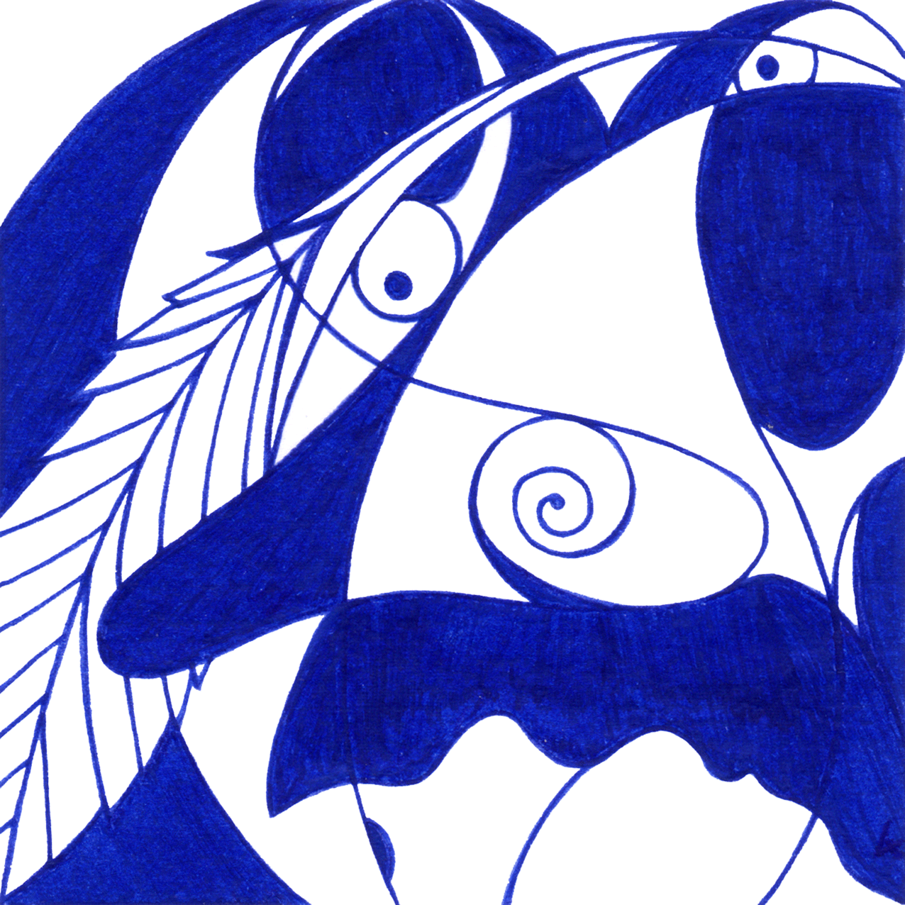 Grübelndes „Was beschäftigt dich“ – Tintenbild vermittelt, scheinbar leichte, anhaltende Gedankenschleifen