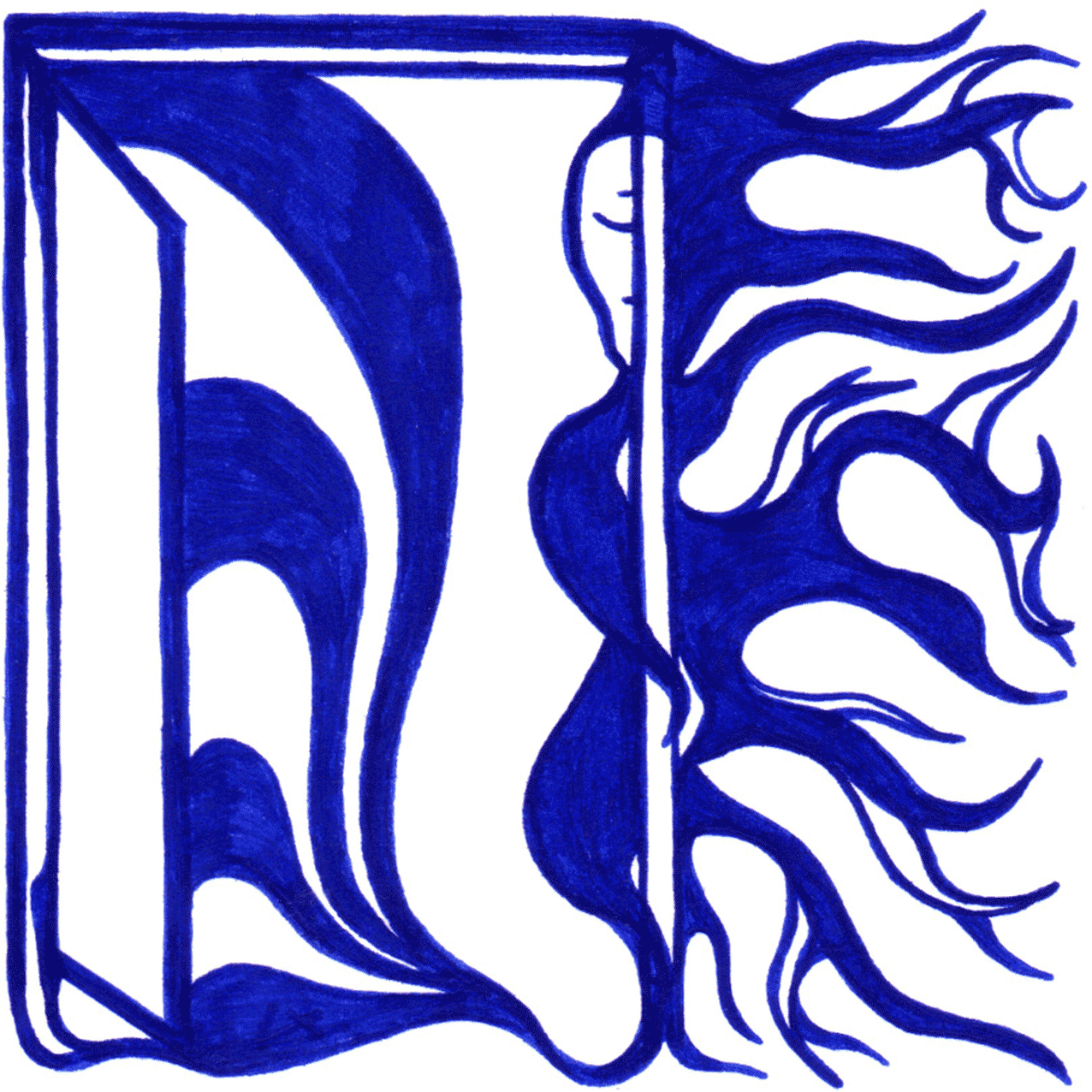 Ruhige Tintenkomposition „Wieder zu Hause“, Symbol für Ankommen, Geborgenheit und Rückkehr