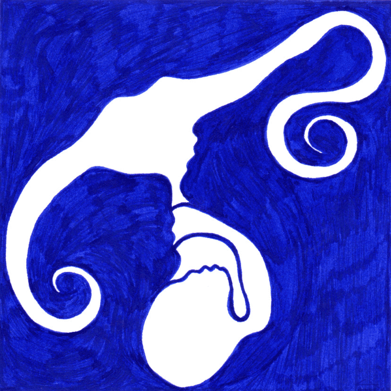 Liebesvolle Tintenstrukturen „Wir zusammen“, Sinnbild für Verbindung und gemeinsames Erleben