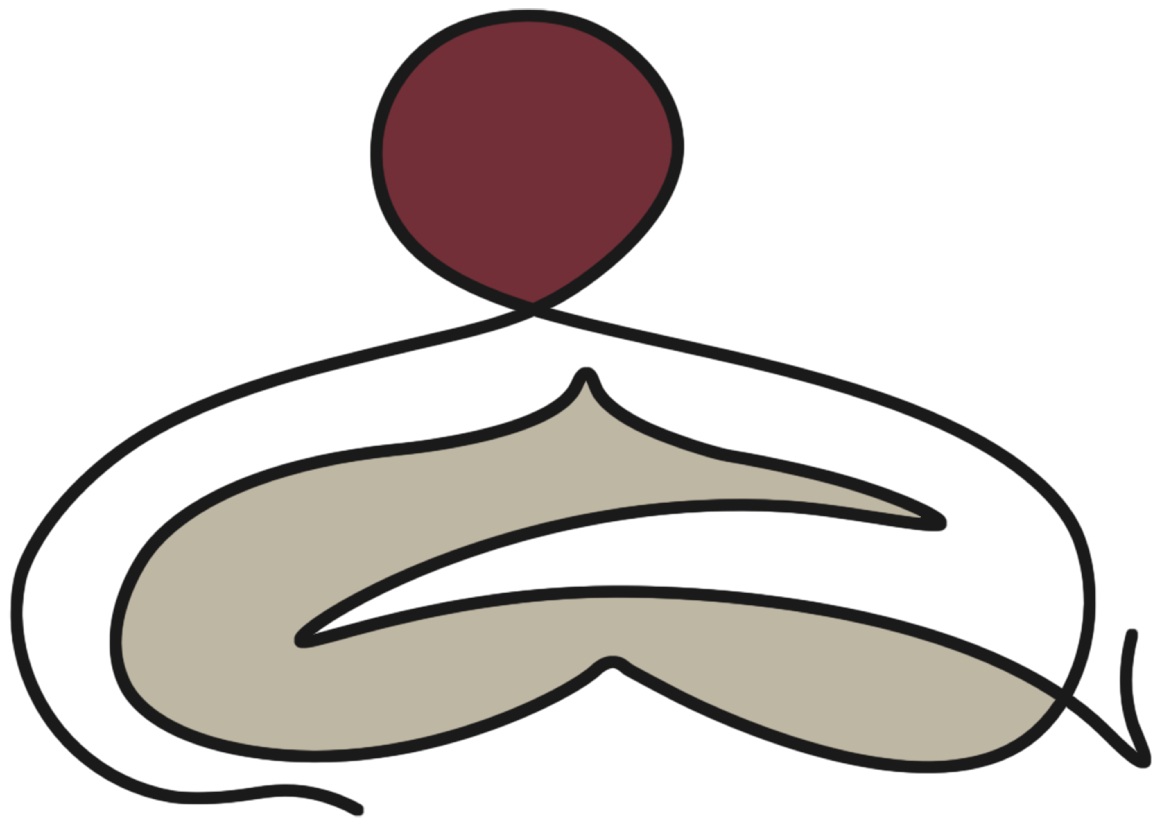 Innigkeit ARCATRA Einlinienzeichnung mit dezenten Farbakzenten und Herzfokus