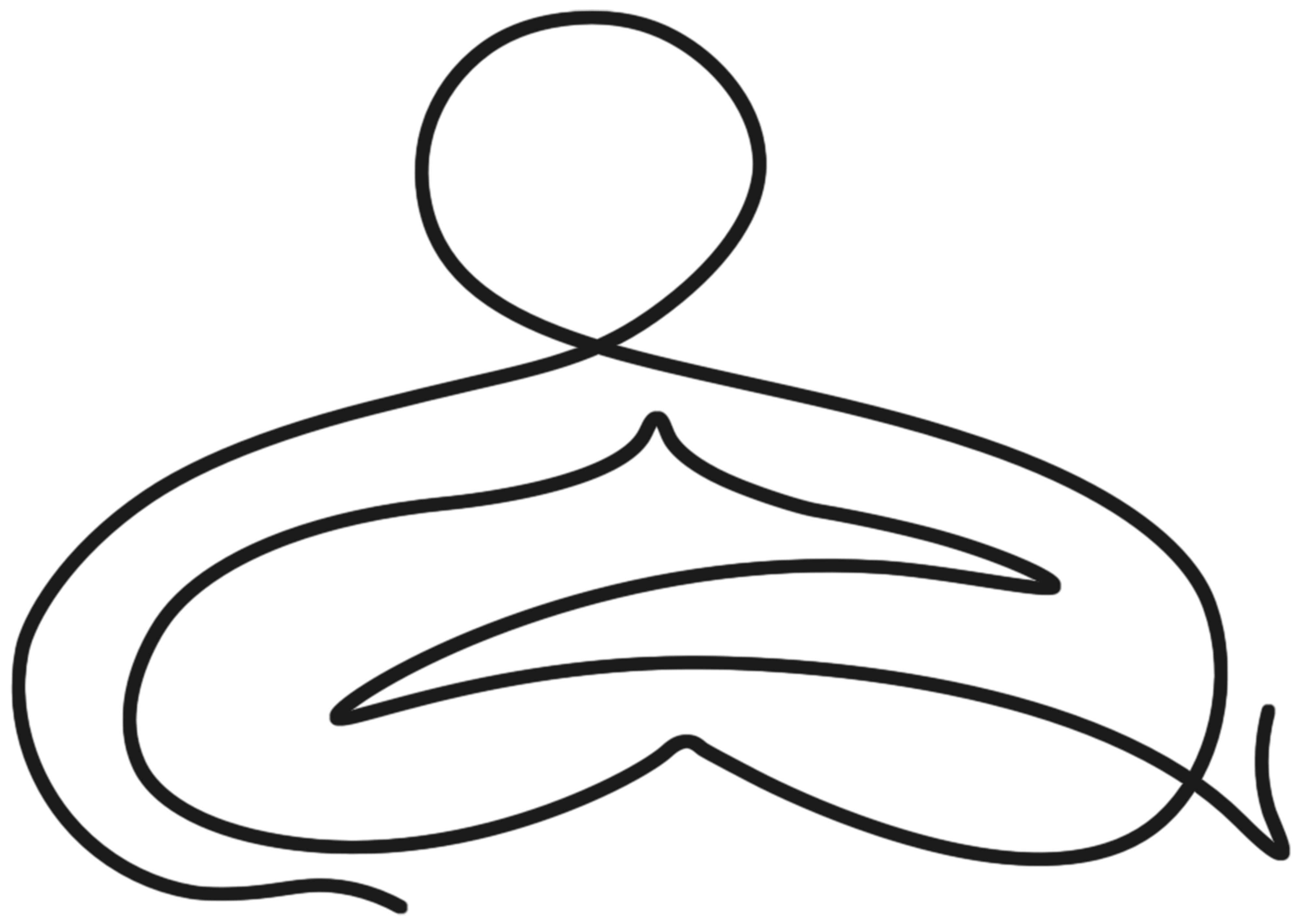 Innigkeit ARCATRA Einlinienzeichnung, entspannte Figur in stiller Haltung