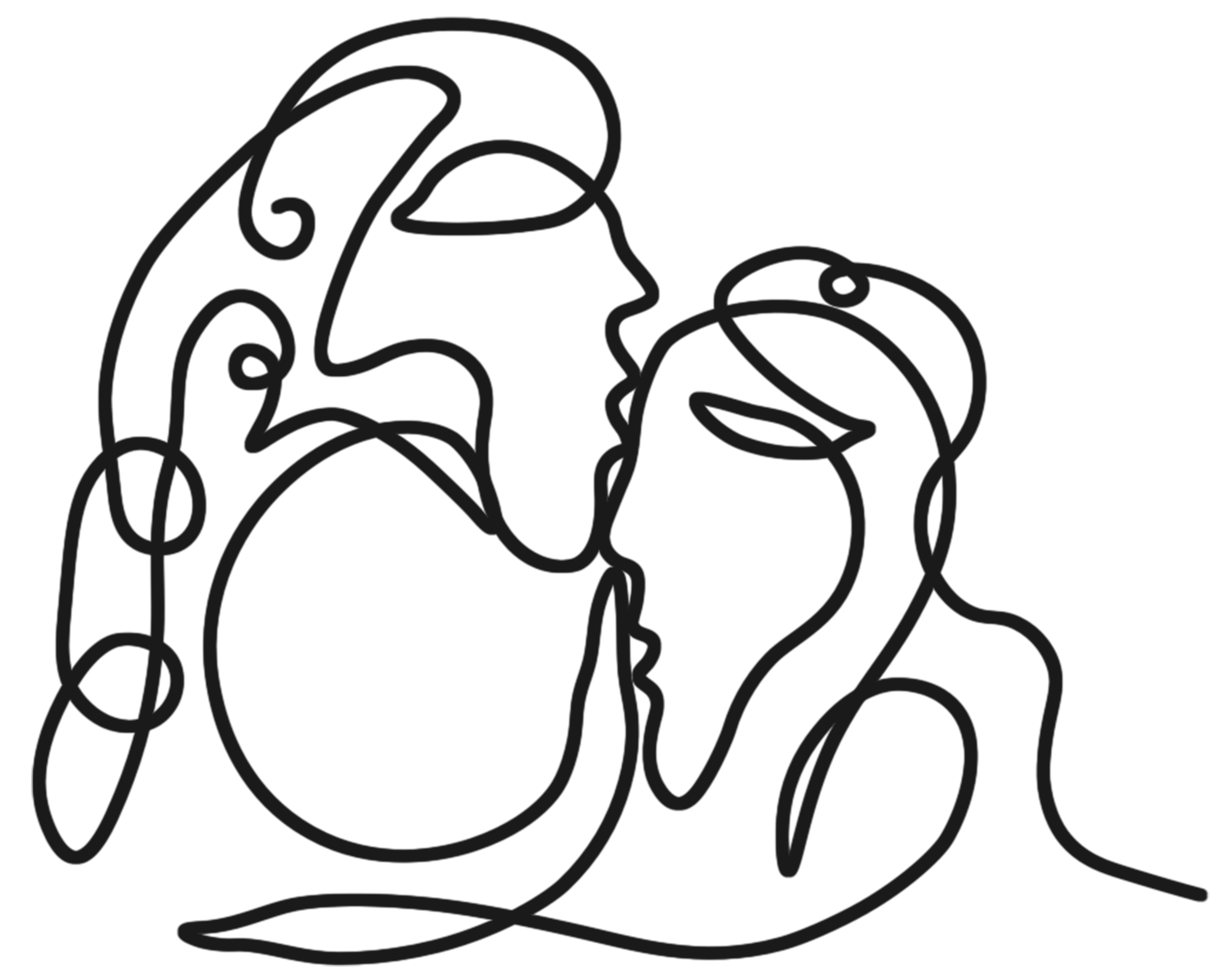 Die Liebe ARCATRA Einlinienzeichnung, originale Form mit ruhiger Umarmung