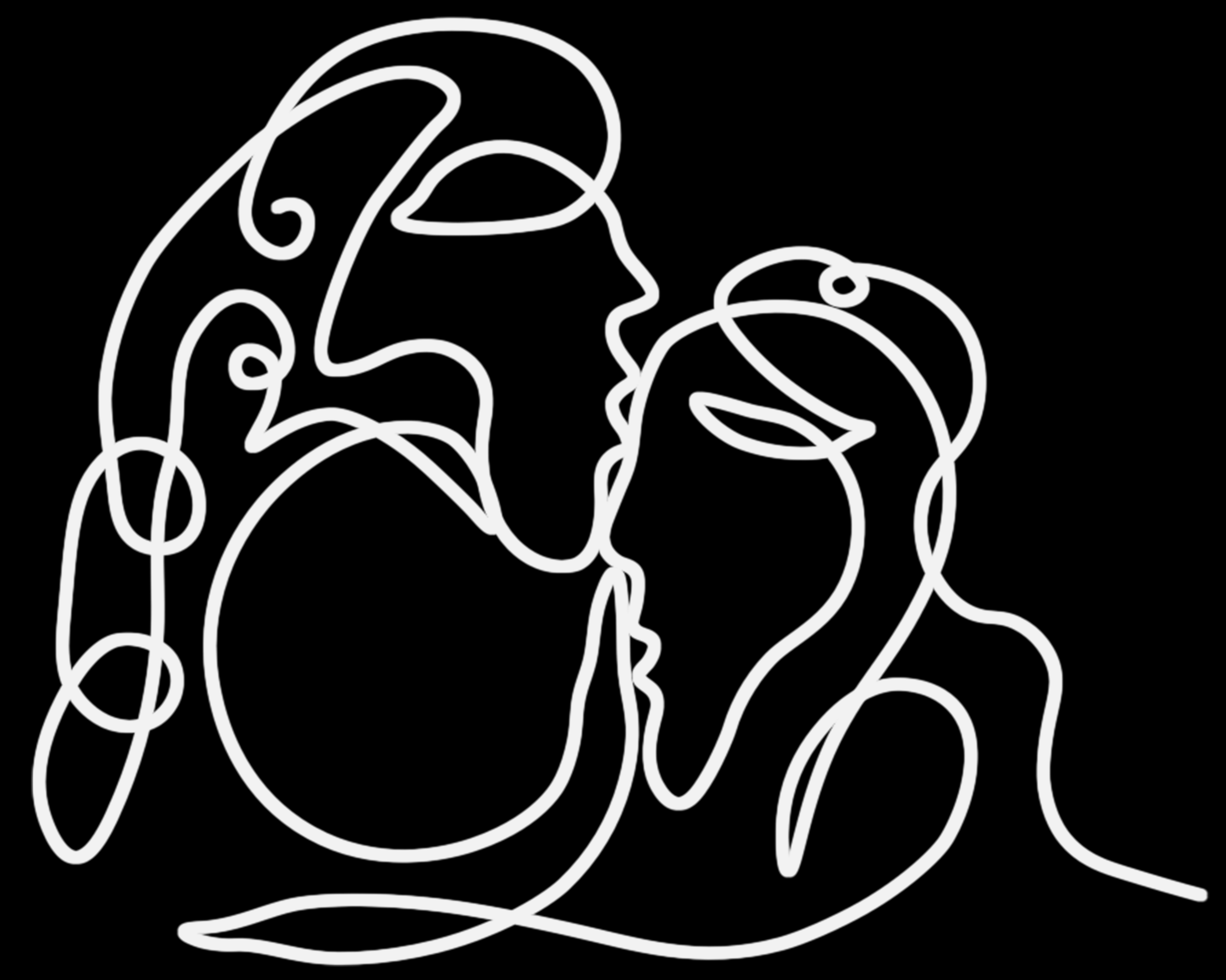 Die Liebe ARCATRA Einlinienzeichnung in heller Linienführung für dunklen Hintergrund