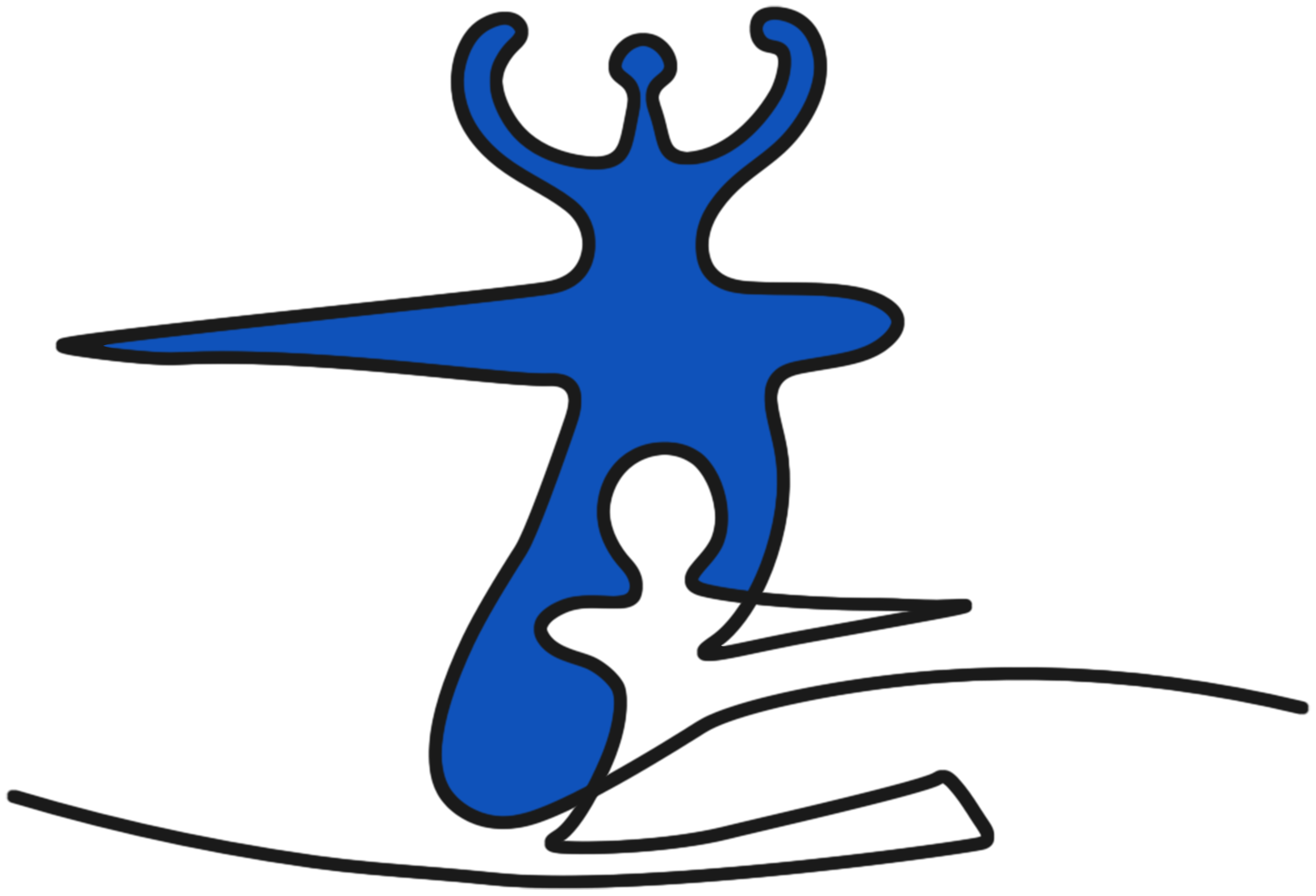 Selbstvertrauen ARCATRA Einlinienzeichnung mit Farbakzenten und innerer Stärke